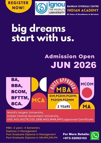 Dammam, Education, IGNOU ADMISSION OPEN 2026