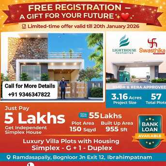 Hyderabad, Residential Plots, INR 20499,  178 Sq. Yard,  HMDA & RERA Approved Open Plots For Sale Near ORR TCS Adibatla 9346347822