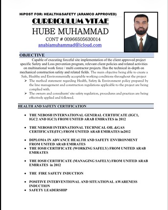 Riyadh, Job Seekers, Safety Officer HSE Supervisor