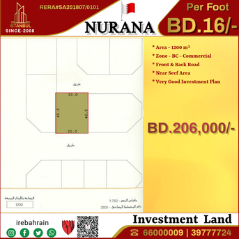 Al Seef, Commercial Plots, BHD 16,  Freehold Commercial Land For Sale In Nuranna Island