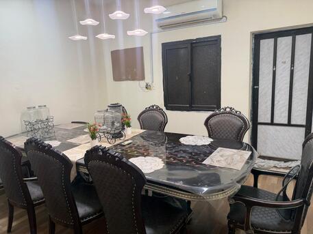 Khobar, Household Items, SAR 2500,  Ramadan Offer Classic Solid Wood Dining Table With High-Gloss Top & 8 Upholstered Chairs