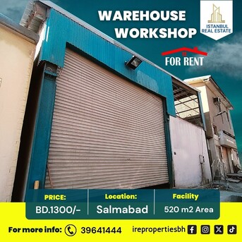 Salmabad, Warehouses, BHD 1300,  520 Sq. Meter,  Warehouse | Workshop (520sqm) For Rent In Salmabad BD.1300/-