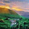 Hand-Painted Hillside Landscape Canvas Painting