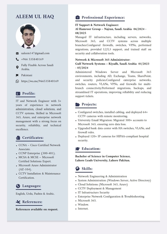 Riyadh, Job Seekers, Network Engineer / Network Support Engineer &ndash; 5+ Years Experience