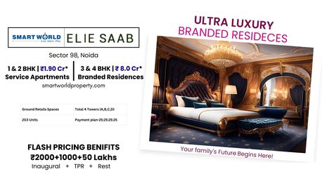 Noida, Real Estate For Sale, INR 90000000,  3 BR,  2900 Sq. Feet,  Smart World ES Sector 98 - Pre-Launch Branded Service Apartments Noida