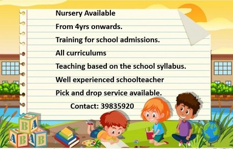Tubli, Education, 🌼☘️🌼Nursery Available From 4yrs Onwards Training For School Admissions 📞 39835920🌼☘️🌼