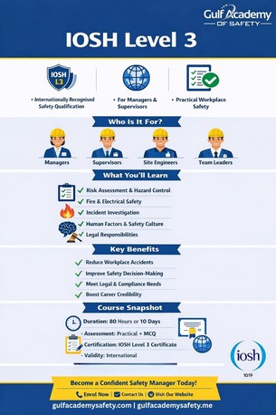 Sharjah, Lessons Offered, Advance Your Career: IOSH Level 3 Health & Safety Certificate