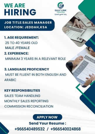 Jeddah, Jobs, Sales Manager