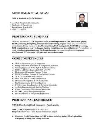 Jubail, Job Seekers, QC Mechanical Inspector+ NDT Level II