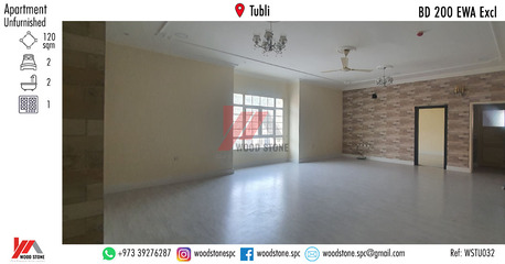 Tubli, Apartments/Houses, BHD 200/month,  2 BR,  120 Sq. Meter,  Unfurnished 2 Bedroom Apartment, Tubli - BD 200 Excl WSTU032