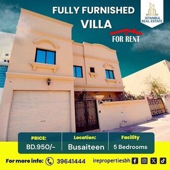 Busaiteen, Villas, BHD 950,  Furnished,  450 Sq. Meter,  Fully Furnished 5 BHK Luxury Villa For Rent In Busaiteen  BD.950/-