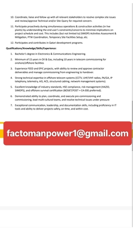 Doha, Jobs, Senior Commissioning Engineer For Qatar