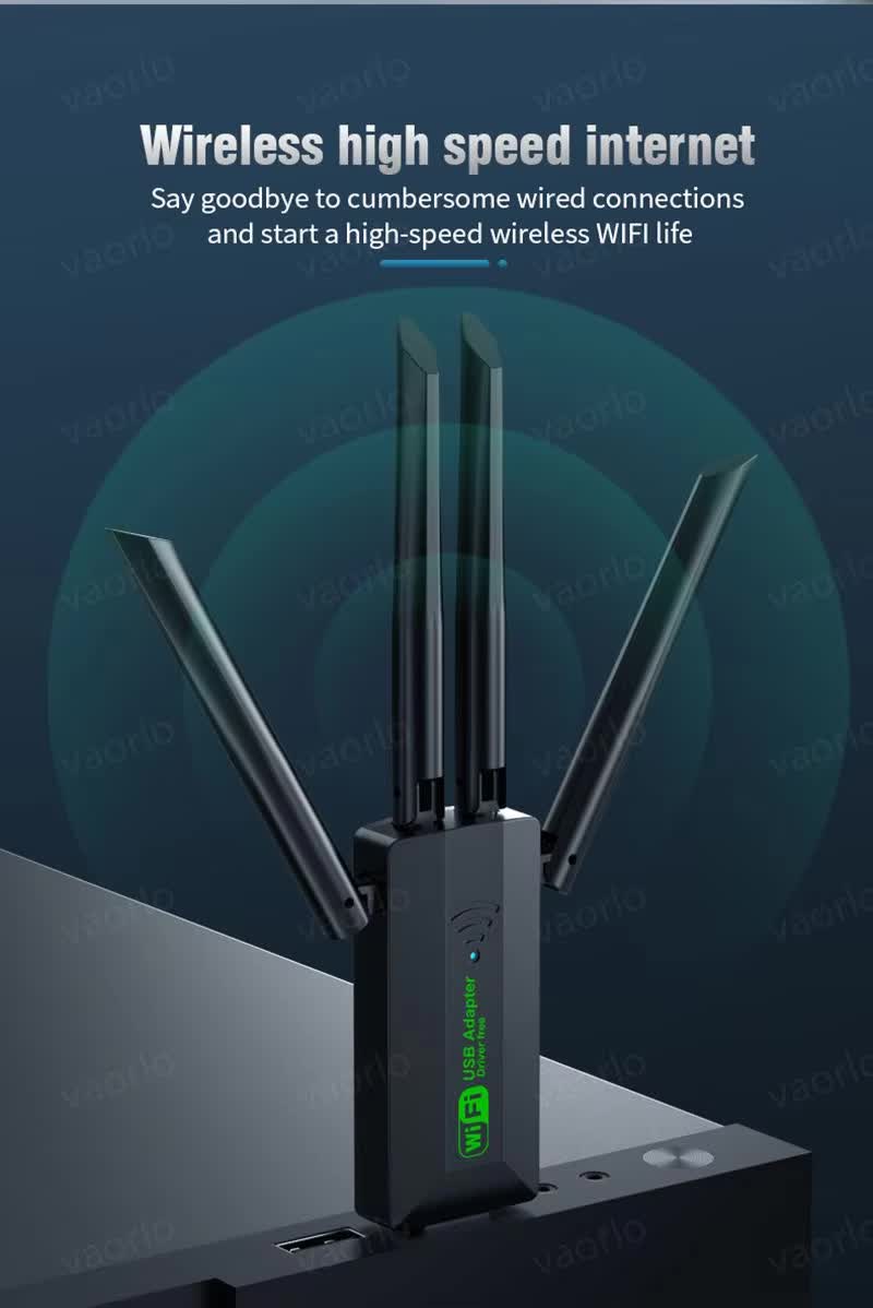 Manama, Electronics, BHD 7,  1200Mbps WiFi USB Adapter Dual Band 2.4G+5Ghz Wi-Fi Dongle 4 Antenna 802.11AC