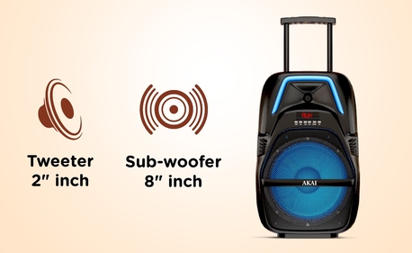 Chandigarh Tricity, Electronics, INR 5449,  AKAI PartyMate Pro 60W Portable Bluetooth Trolley Speaker With Karaoke