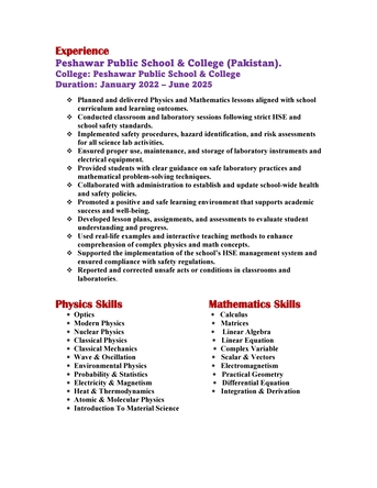 Riyadh, Job Seekers, Physics/Mathematics Lecturer (science)