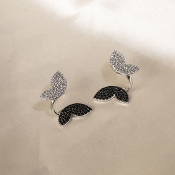 Mumbai, Jewelry, INR 1499,  Black And White Butterfly Earrings