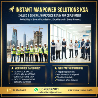 Riyadh, Manpower, MANPOWER SUPPLY INSTANTLY | Skilled & General Workforce Solutions | Rental & Salary Basis