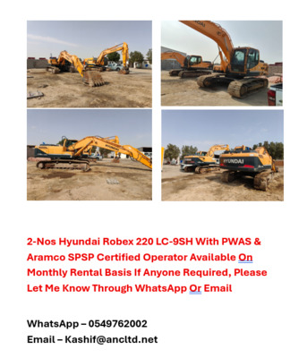 Riyadh, Marketing, Hyundai Robex 220 LC-9SH Excavator