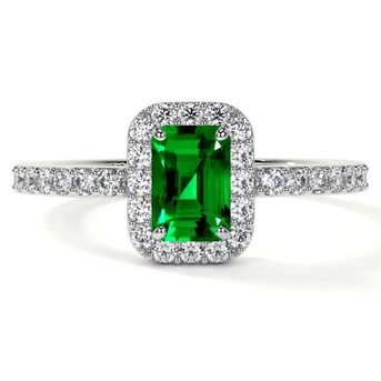 New York, Jewelry, USD 1486,  Luxury 0.98cttw Lab Grown Emerald Engagement Ring At GemsNY