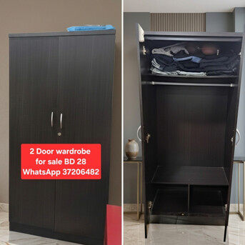 Manama, Furniture, BHD 28,  ✅️ 2 Door Wardrobe For Sale In Good Condition With Delivery
