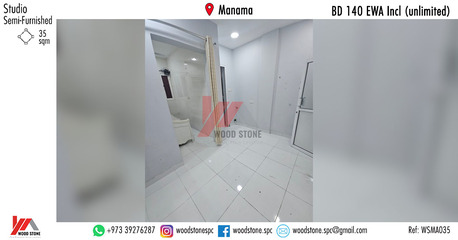 Manama, Apartments/Houses, BHD 140/month,  Studio,  35 Sq. Meter,  Semi-Furnished Studio, Manama - BD 140 Incl (unlimited) WSMA035