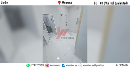 Manama, Apartments/Houses, BHD 140/month,  Studio,  35 Sq. Meter,  Semi-Furnished Studio, Manama - BD 140 Incl (unlimited) WSMA035