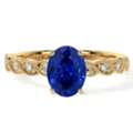 USD 2767,  Shop Natural Blue Sapphire And Round Diamond Oval Engagement Rings