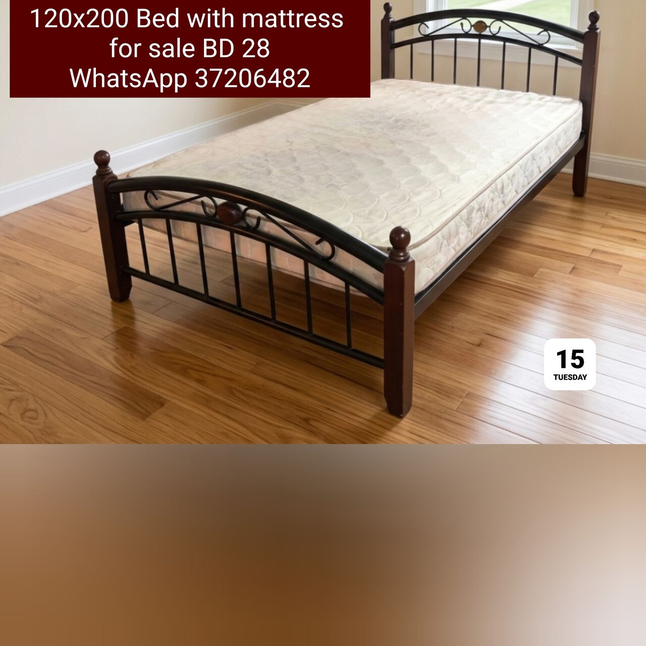 Manama, Furniture, BHD 28,  ✅️ 120×190 Bed With Mattresss For Salee In Good Condition With Delivery