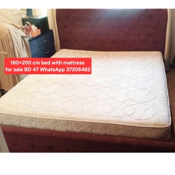 Manama, Furniture, BHD 47,  ✅️ 180.200 Cm Bed With Mattresss For Sale In Good Condition With Delivery