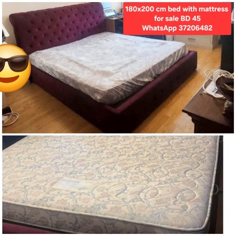 Manama, Furniture, BHD 45,  ✅️ 180.200 Cm Bed With Mattresss For Sale In Good Condition With Delivery
