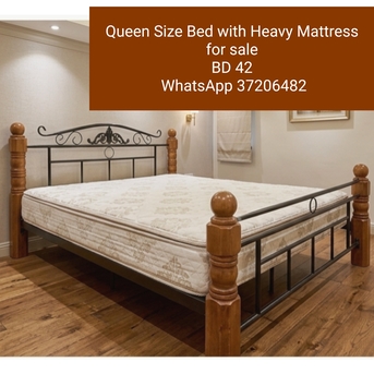 Manama, Furniture, BHD 42,  ✅️ Queen Size Bed With Heavy Duty Mattress For Sale In Good Condition With Delivery