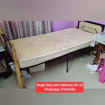 Manama, Furniture, BHD 23,  ✅️ Single Bed With Mattress For Salee In Good Condition With Delivery