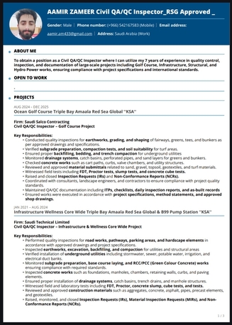 Riyadh, Job Seekers, Civil QA/ QC Inspector