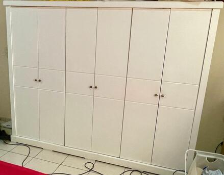 Jubail, Furniture, SAR 1500,  One Queen Size Bed In White With Two Side Tables And 6 Door Almira And Side Tables 2