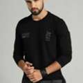 INR 1,  Roadster Men Black Printed Round Neck T-shirt
