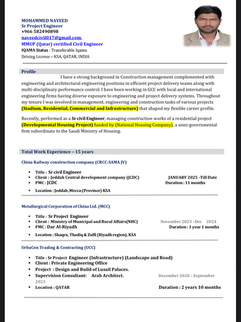 Riyadh, Job Seekers, Sr Civil Engineer/Qa/Qc Engineer/project Engineer/construction Manager