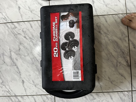 Thuqbah, Sporting Goods, SAR 1220,  50 Kg Dumbell Set 20 Kg Dumbell Set 30 Kg Pvc Plate Dumbell 4pcs 10kg Plates + Pull Up Bar