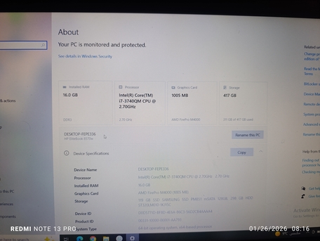 Khobar, Computers, SAR 750,  Laptop HP Mobile Workstation Havey Duty 16/440gb