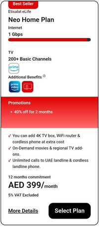 Abu Dhabi, Marketing, Home Wifi Offers UAE, Fast Etisalat Home Internet & ELife Plans