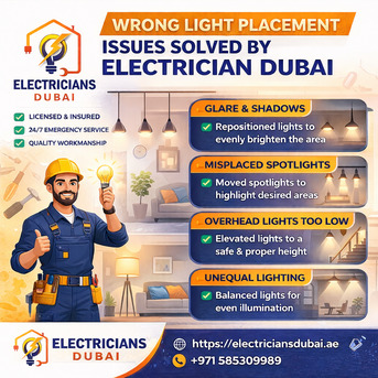 Dubai, Technical, Wrong Light Placement Issues Solved By Electrician Dubai