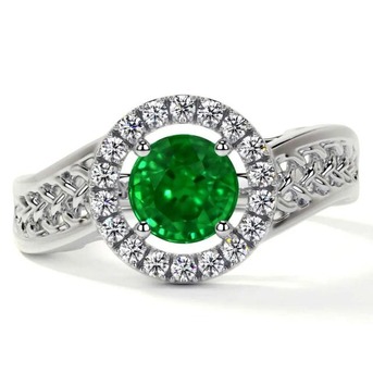 New York, Jewelry, USD 1648,  Premium 0.71cttw Lab Grown Emerald Engagement Ring At GemsNY