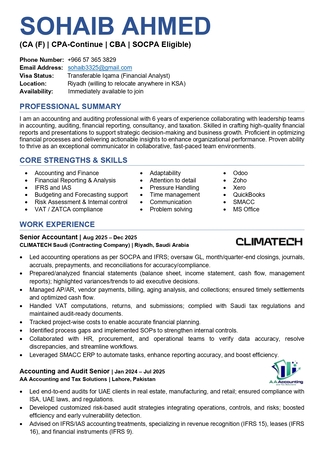 Madinah, Job Seekers, | Accountant / Senior Accountant | 6 Years Of Experience | Transferable Iqama |