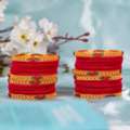 INR 2800,  Red Bridal Bangles Set In Gold Finish For Wedding Wear
