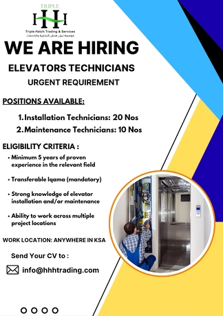 Jeddah, Jobs, Hiring Elevator Technicians