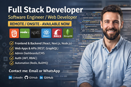 Riyadh, Job Seekers, Full Stack Web Developer  | React.js, Node, Next ,GraphQL