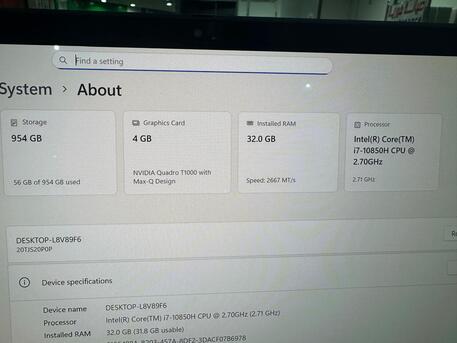 Riyadh, Computers, SAR 2450,  Lenovo Thinkpad P1-GAMING I7-10TH Gen.4GB Graphics /32GB/1TBSSD/TS/15.6
