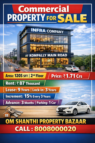 Hyderabad, Offices, INR 17100000,  1205 Sq. Feet,  SALE OF COMMERICAL PROPERTY WITH INFRA COMPANYAT KOMPALLY