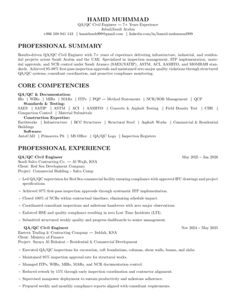 Riyadh, Job Seekers, Civil Engineer/QC Engineer