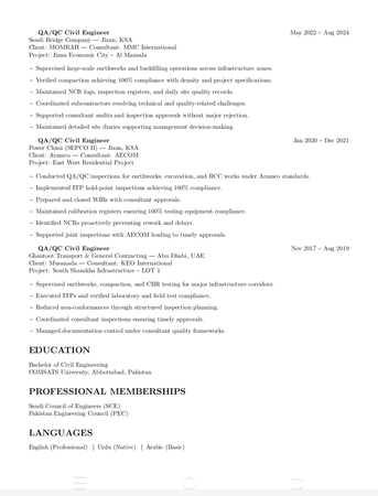 Riyadh, Job Seekers, Civil Engineer/QC Engineer