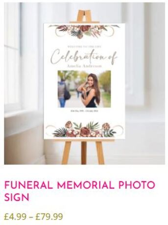 London, Clothing & Accessories, GBP 1,  Funeral Memorial Photo Sign Board For Meaningful Tributes